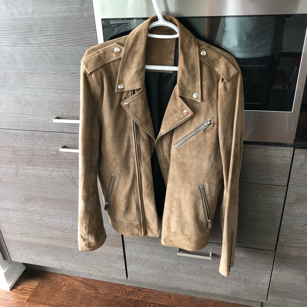 Selected homme 100%lambskin suede biker jacket